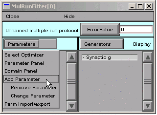 add parameter menu selection